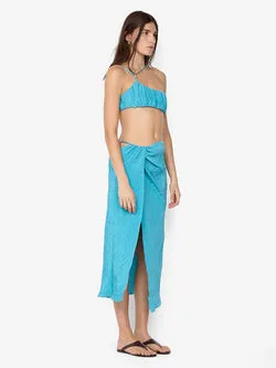 ODESSA SPLIT MIDI SKIRT - DEEP SEAFOAM