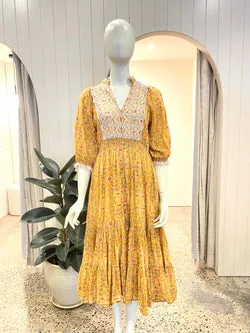 ByTimo Cotton Slub Midi Dress in Wallpaper - Size S (10)