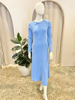 Kivari Knit Midi Dress in Cornlower Blue - Size 10
