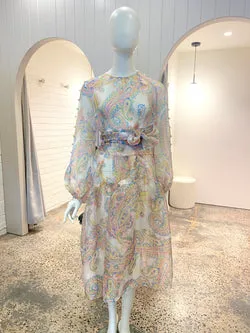 White Label Noba Sheer Paisley Midi Dress - Size 8/10