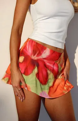 Nostalgic Dream Beaded Mini Skirt Tropical Bloom