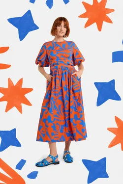 Firecracker Print Cotton Midi Dress