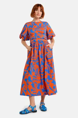 Firecracker Print Cotton Midi Dress