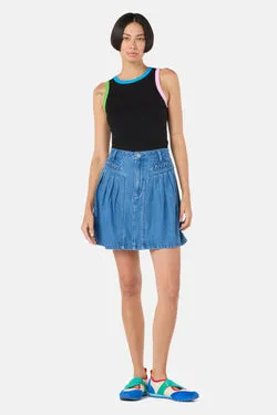 Plait Denim Mini Skirt