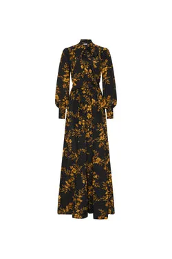 Gilded Floral Long Sleeve Maxi Dress