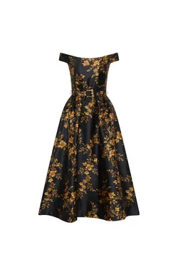 Gilded Floral Midi Dress