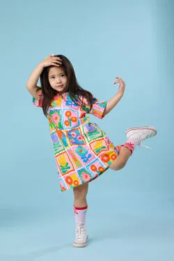 Tulips Grid Kids Dress