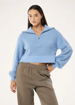 GREENPOINT KNIT ZIP NECK IN DUSTY BLUE