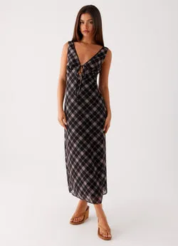 Gianna Midi Dress - Taupe Check