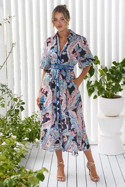 Greta Midi Dress - Black - SALE