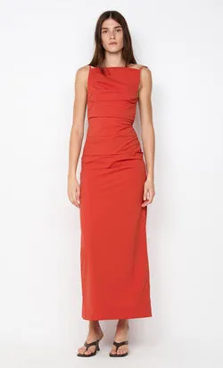 ALLIRA TUCK MAXI  DRESS - BURNT ORANGE