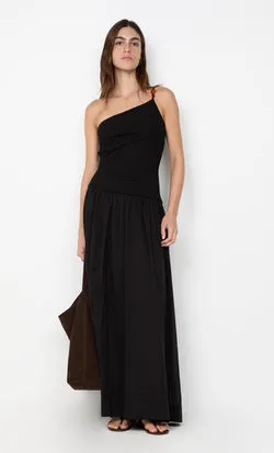 SABRINE ASYM MAXI DRESS - BLACK
