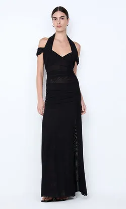 WINNIE HALTER MAXI DRESS - BLACK