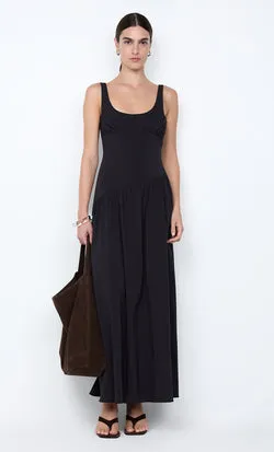 REID ASYM MAXI DRESS - BLACK