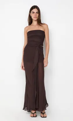 JEHNAYA STRAPLESS MAXI DRESS - DARK CHOCOLATE
