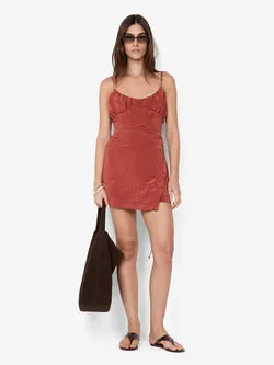 ODESSA SCOOP MINI DRESS - RUST