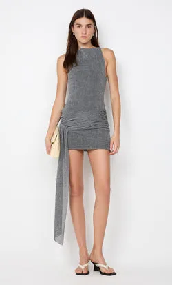ASTRA DRAPE MINI DRESS - CHROME