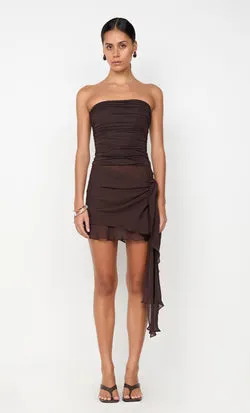 LANDON STRAPLESS MINI DRESS - DARK CHOCOLATE