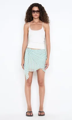 ALGARVE ASYM MINI SKIRT - MINT SLICE STRIPE