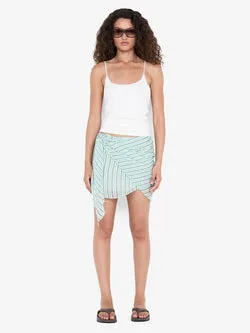 ALGARVE ASYM MINI SKIRT - MINT SLICE STRIPE