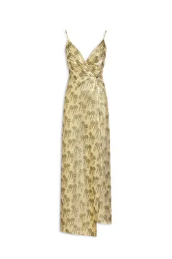 GOLD LAMÉ WRAP DRESS