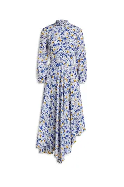 SILK FLORAL RUFFLE DRESS