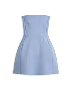 CREPE KNIT PEPLUM STRAPLESS DRESS