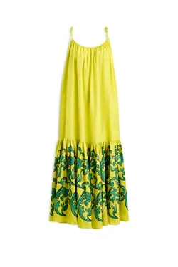 SILK NIGHTINGALE PRINT DRESS