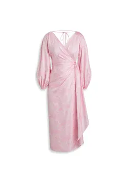 SILK PRINT WRAP DRESS