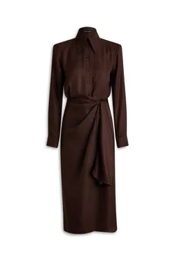 SILK CHAIN JACQUARD WRAP DRESS