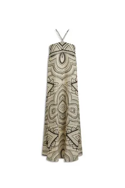 LINEN OTTOMAN PRINT DRESS