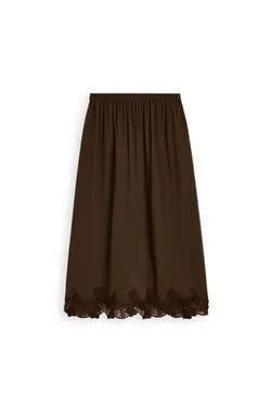 LACE TRIM SILK SKIRT