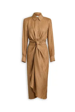 SILK POPPY JACQUARD TURBAN DRESS