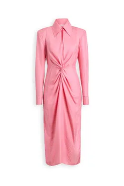 SILK CHAIN JACQUARD DRAPE DRESS