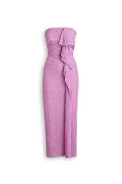 VELVET SPOT DRAPED DRESS