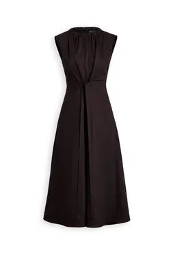 COTTON SATEEN PLEAT DRESS