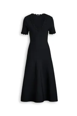 CREPE KNIT POPPY CROCHET DRESS