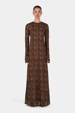 Hyacinth Maxi Dress Tan Python