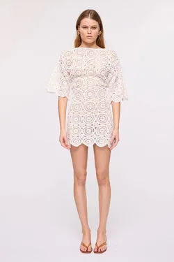 Heather Crochet Mini Dress-Ivory