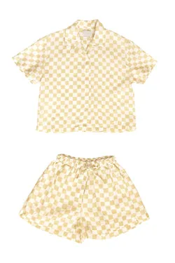 Check Short Resort Set - Cream