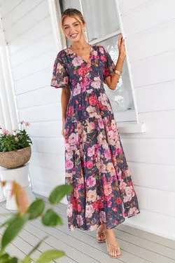 Hollie Maxi Dress - Rose Print