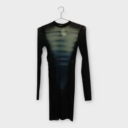 Blue & Black Stripe Mesh "Le Male” Mini Dress