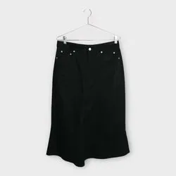 FW22 Black Cotton Drill A Line Skirt