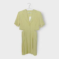 Yellow Pleat Cut Out Mini Dress