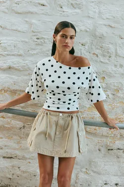 Reiley Denim Mini Skirt Taupe
