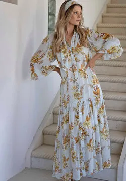 Illustration Floral Button Through Maxi Dress