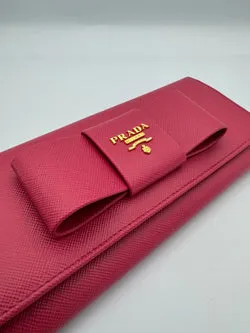 Prada Pink Saffiano Bow Wallet