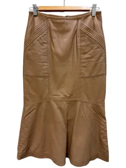 Once Was Light Tan Leather Long Skirt 0