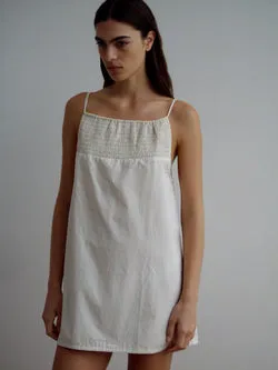 Shirring Mini Dress - Bone Check