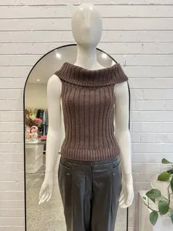 Viktoria and Woods Brown Rockling Off Shoulder Knit - Size 1 (8)